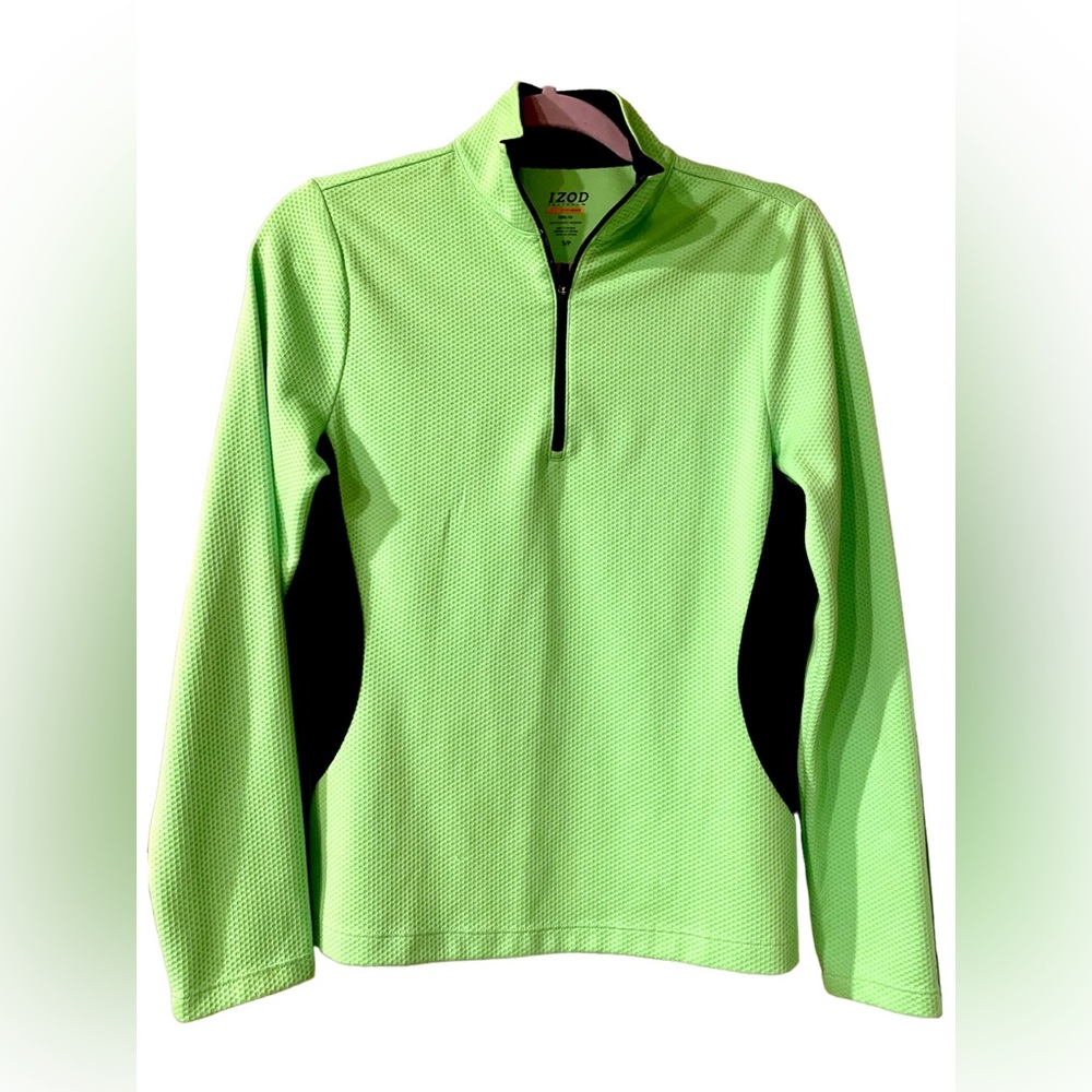 IZOD Perform Fitness Cool-FX size S/P Neon Green Textured Quarter zip Pullover